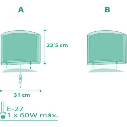 Dalber D-80228S - Luz de parede de criança VICHY 1xE27/60W/230V