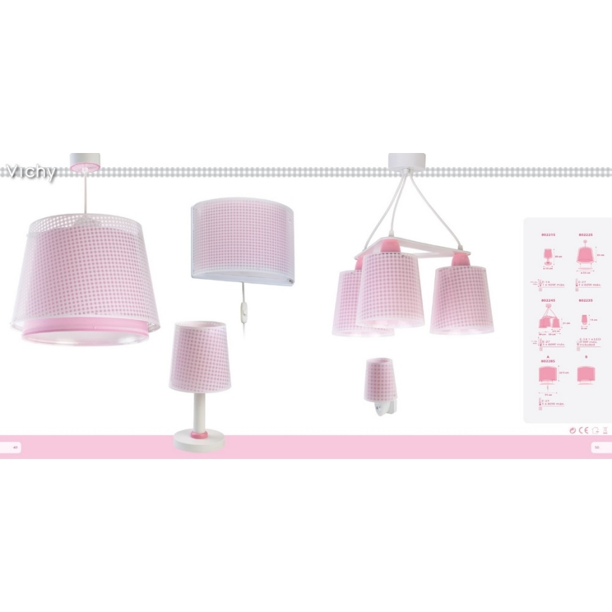 Dalber D-80228S - Luz de parede de criança VICHY 1xE27/60W/230V