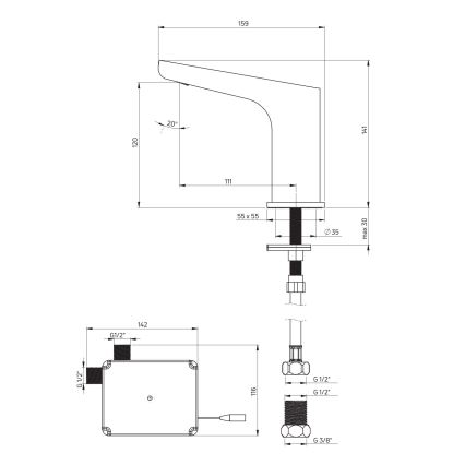 Deante BQH_028R - Torneira para lavatório HIACYNT 4xAA cromado brilhante