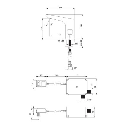 Deante BQH_N29V - Torneira para lavatório com regulação da temperatura HIACYNT 230/6V preto