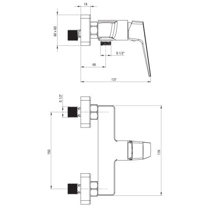 Deante BQL_N40M - Misturador de duche BLUR preto