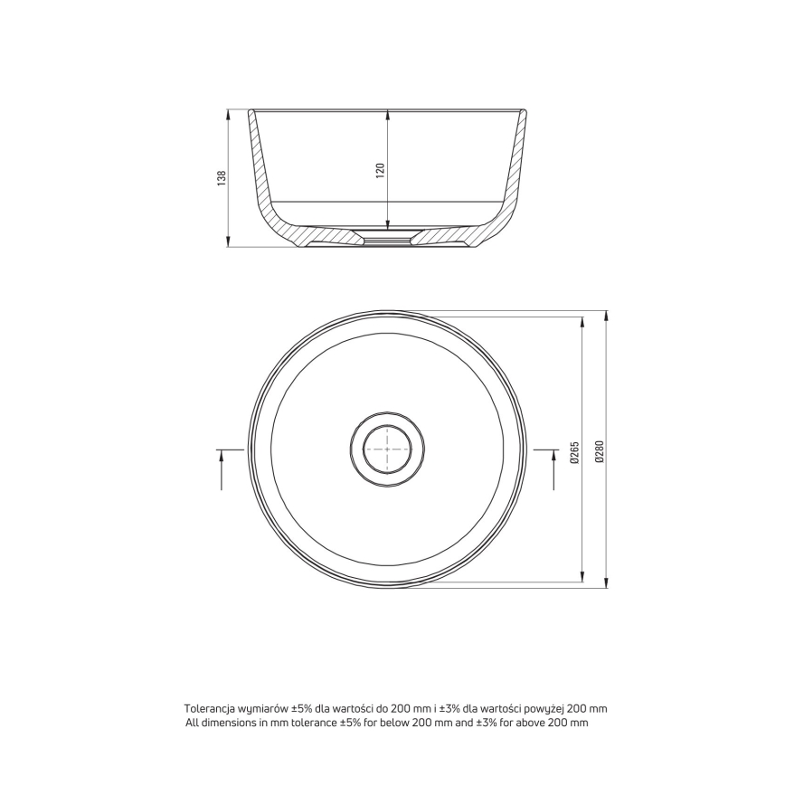 Deante CDJ_6U2S - Lavatório para bancada JASMIN diâmetro 28 cm cerâmica/branco