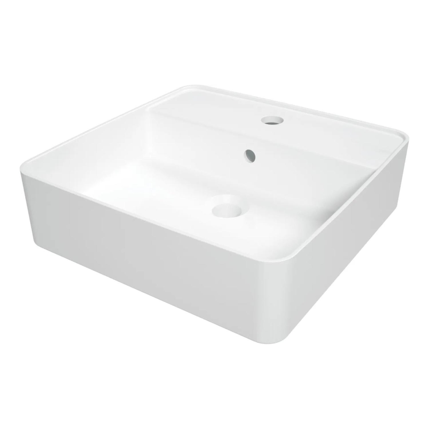Deante CGS_6U4B - Lavatório para bancada com um orifício para torneira SQUARE 42x42 cm cerâmica/branco