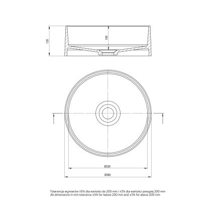 Deante CQS_5U4S - Lavatório para bancada SILIA diâmetro 36 cm granito/bege