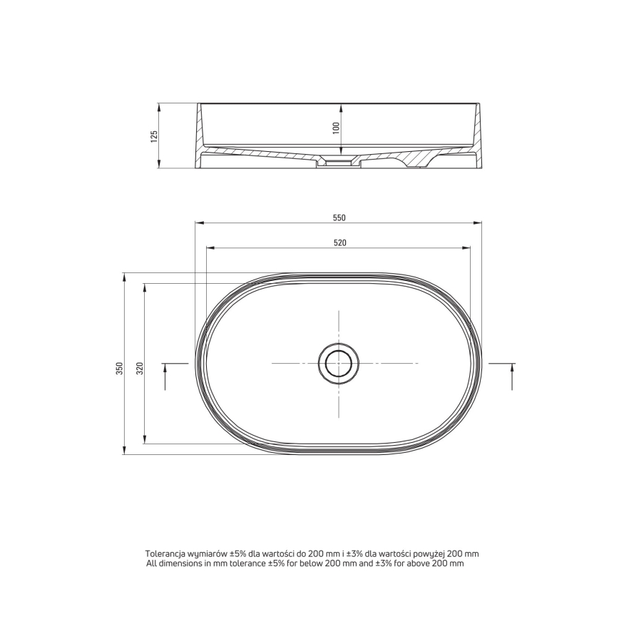 Deante CQS_5U6S - Lavatório para bancada SILIA 35x55 cm granito/bege