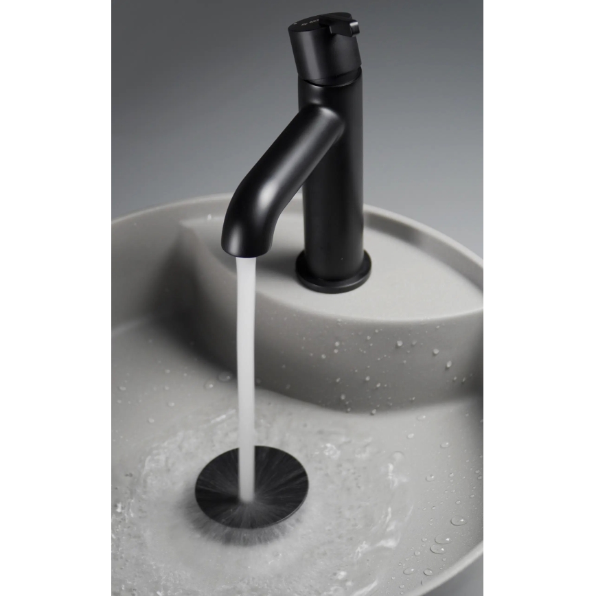 Deante CQS_SU4B - Lavatório de bancada com furo para misturador SILIA Ø 36 cm granito/cinzento metálico