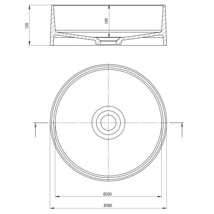 Deante CQS_SU4S - Lavatório de bancada SILIA Ø 36 cm granito/cinzento metálico