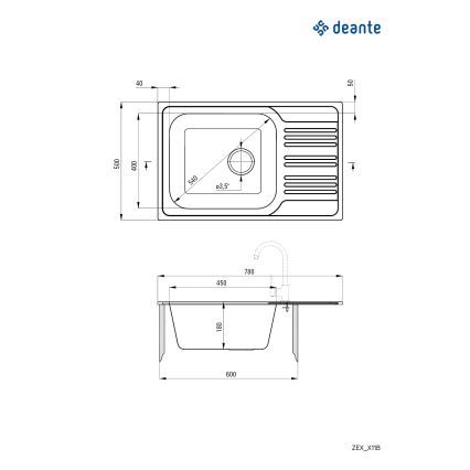 Deante ZEX_011B - Lava-loiça de cozinha XYLO 50x78 cm cetim
