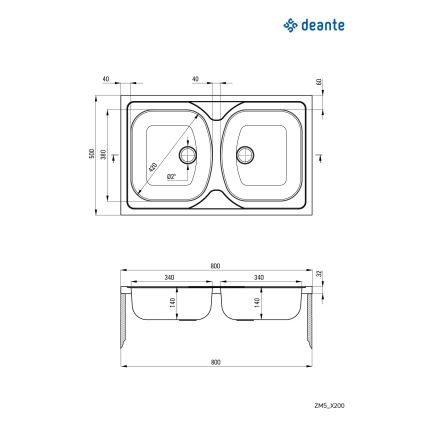 Deante ZM5_0200 - Lava-loiça de cozinha TANGO 50x80 cm cetim