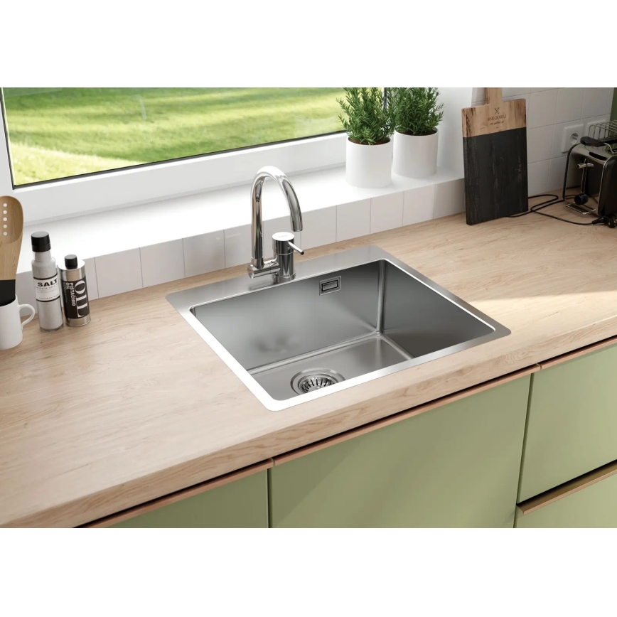 Deante ZPO_010B - Lava-loiça de cozinha OLFATO 50,5x55 cm escovado aço