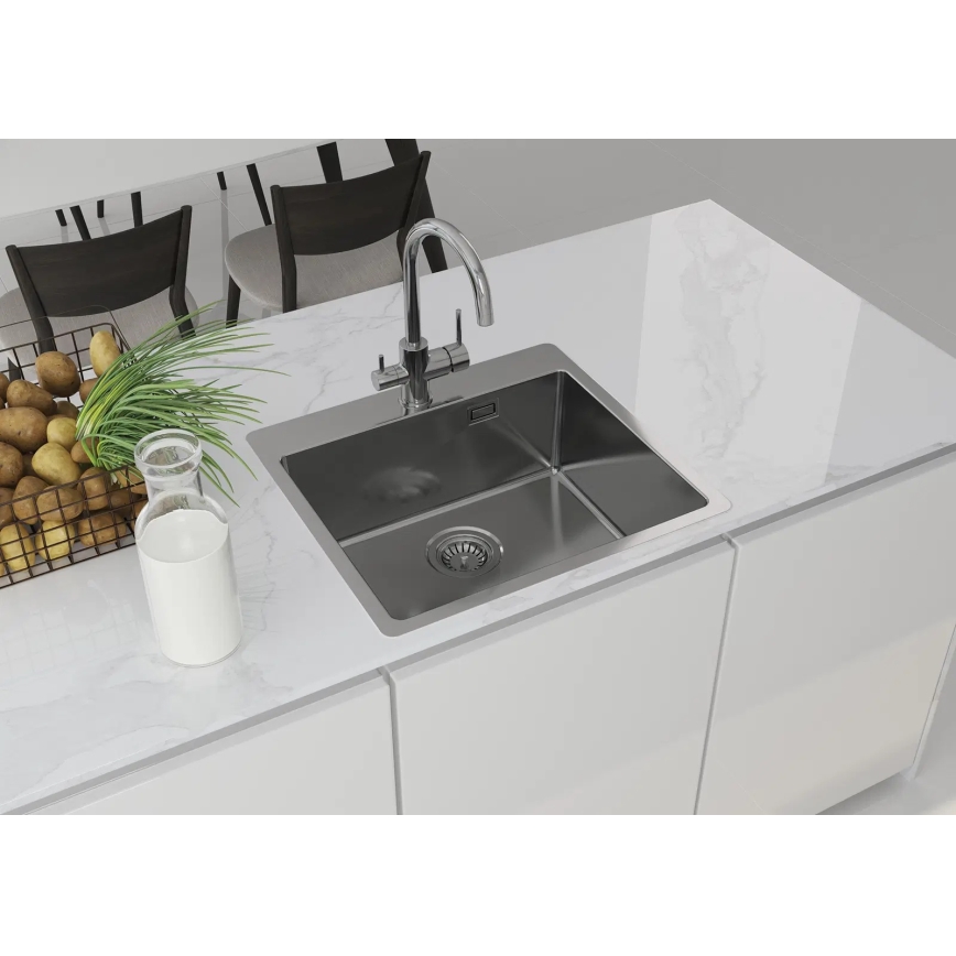 Deante ZPO_010B - Lava-loiça de cozinha OLFATO 50,5x55 cm escovado aço