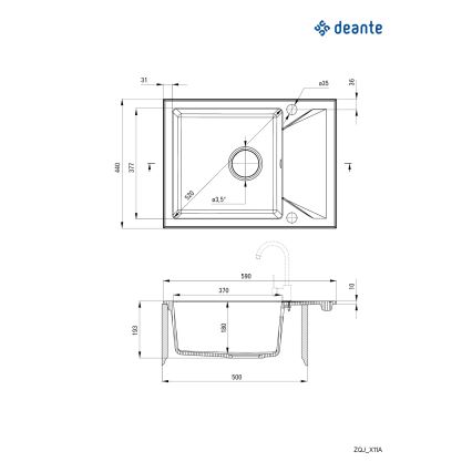 Deante ZQJ_G11A - Lava-loiça de cozinha EVORA 59x44 cm granito/metálico grafite