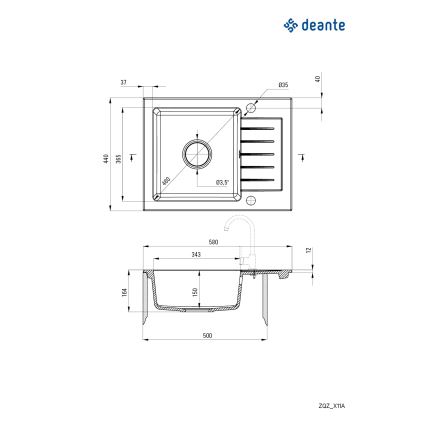 Deante ZQZ_511A - Cuba de cozinha ZORBA 58x44 cm granito/bege