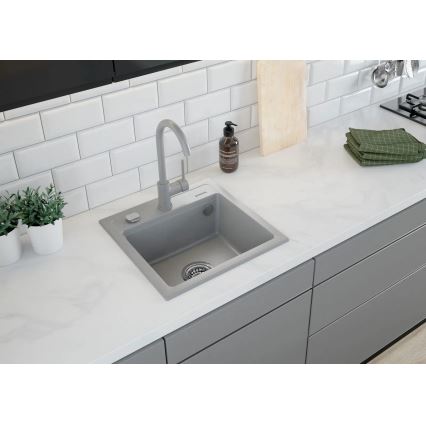 Deante ZQZ_S103 - Cuba de cozinha ZORBA 44x44 cm granito/cinzento metálico