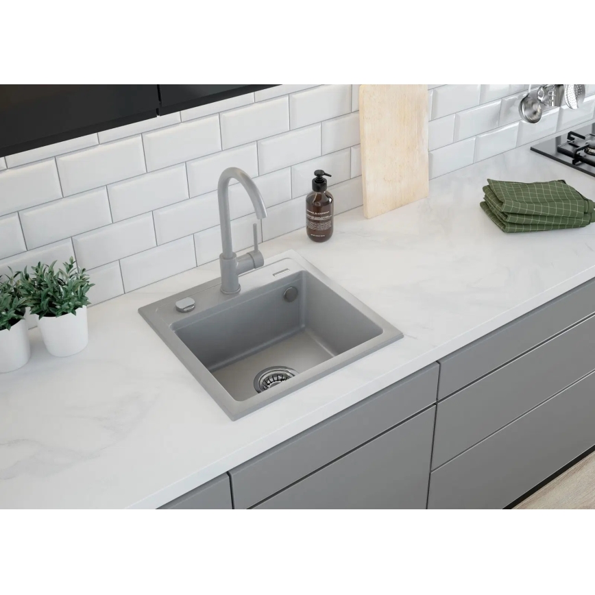 Deante ZQZ_S103 - Cuba de cozinha ZORBA 44x44 cm granito/cinzento metálico