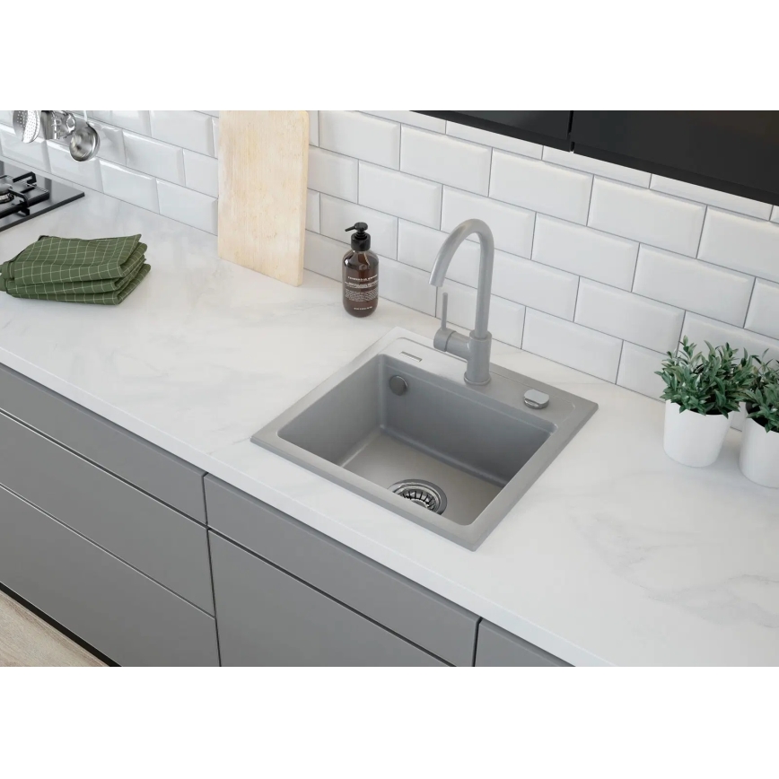 Deante ZQZ_S103 - Cuba de cozinha ZORBA 44x44 cm granito/cinzento metálico