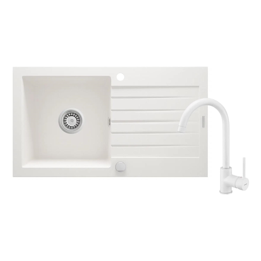 Deante ZQZVA113 - Lava-loiça de cozinha ZORBA 76x44 cm + sink tap granito/alabastro