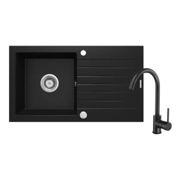 Deante ZQZVN113 - Lava-loiça de cozinha ZORBA 76x44 cm + sink tap granito/preto