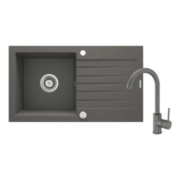 Deante ZQZVT113 - Lava-loiça de cozinha ZORBA 76x44 cm + sink tap granito/metálico antracite