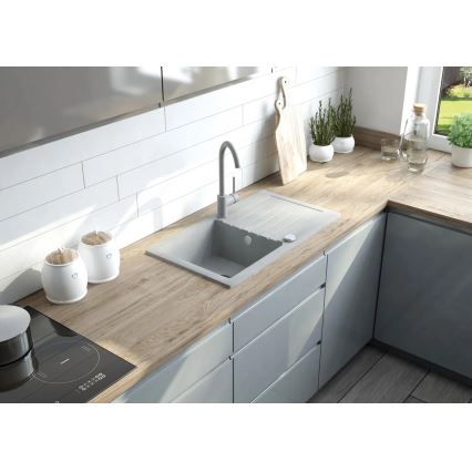 Deante ZQZVT113 - Lava-loiça de cozinha ZORBA 76x44 cm + sink tap granito/metálico antracite