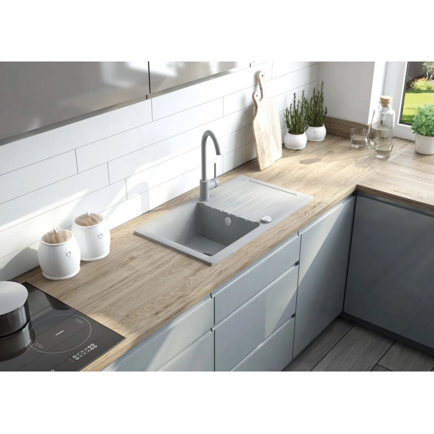 Deante ZQZVT113 - Lava-loiça de cozinha ZORBA 76x44 cm + sink tap granito/metálico antracite