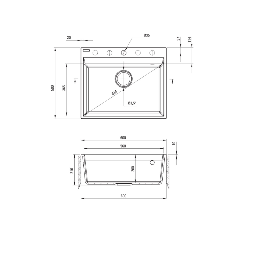Deante ZRC_S10A - Lava-loiça de cozinha CORIO 50x60 cm granito/cinzento metálico