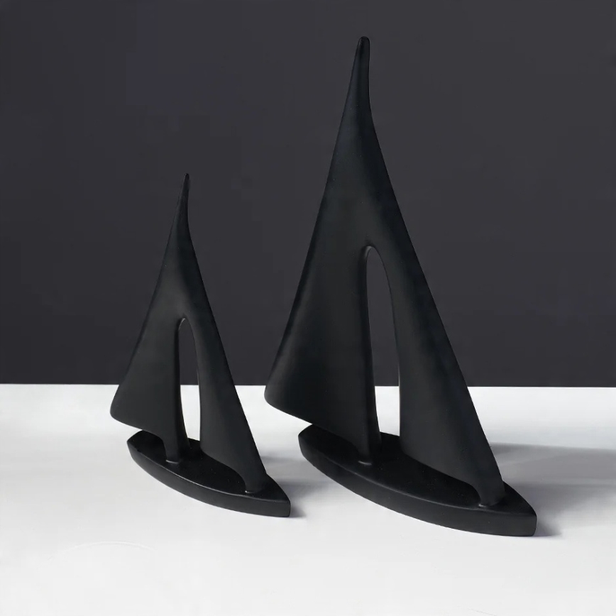 Decoração de mesa em resina, 28 cm — preta