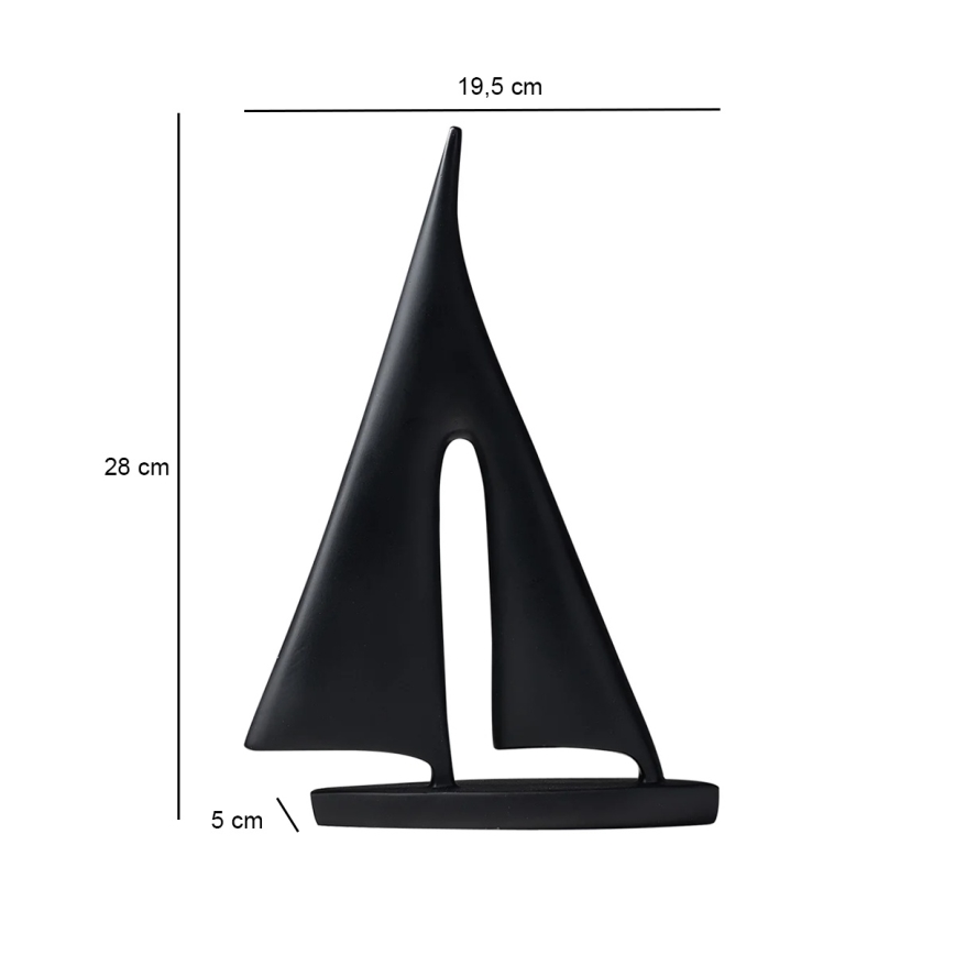 Decoração de mesa em resina, 28 cm — preta