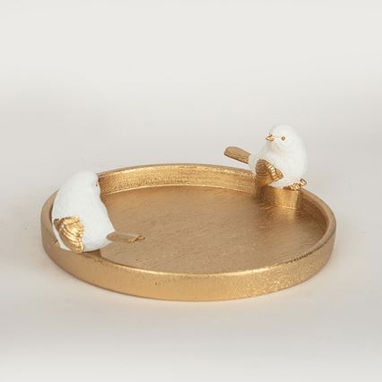 Decoração de mesa prato com pássaros 9,5x28x30,9 cm