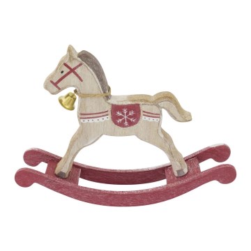 Decoração de Natal cavalo de baloiço de madeira