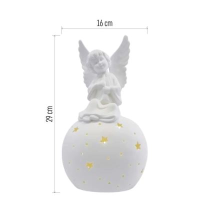 Decoração de Natal LED/0,4W/2xAA anjo cerâmico