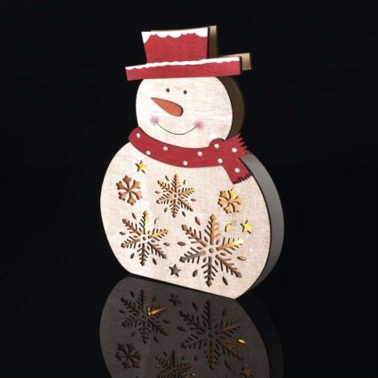Decoração de Natal LED 5xLED/2xAA boneco de neve