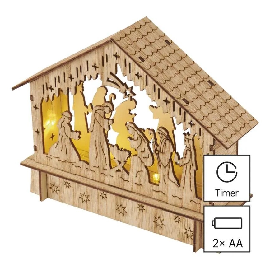 Decoração de Natal LED 6xLED/2xAA presépio