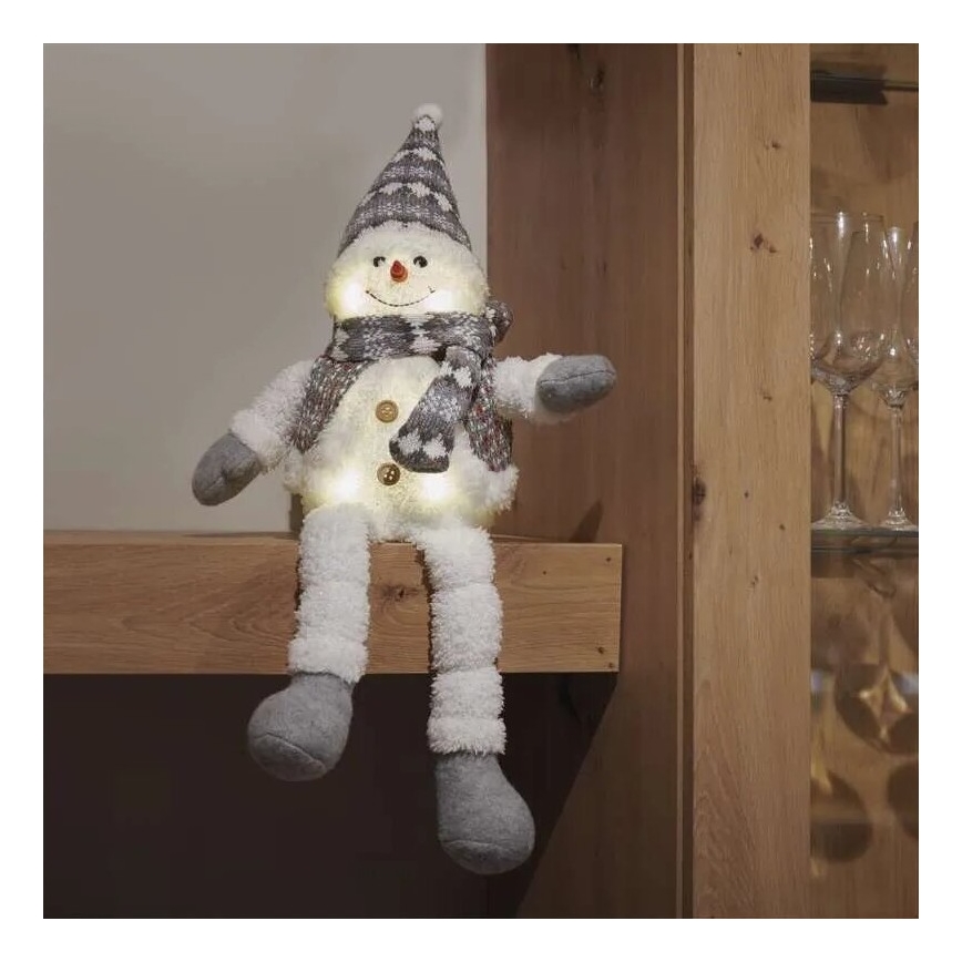 Decoração de Natal LED 6xLED/3xAA boneco de neve