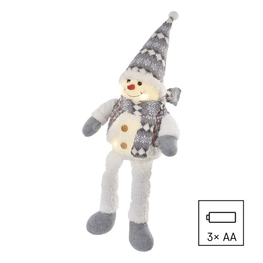 Decoração de Natal LED 6xLED/3xAA boneco de neve