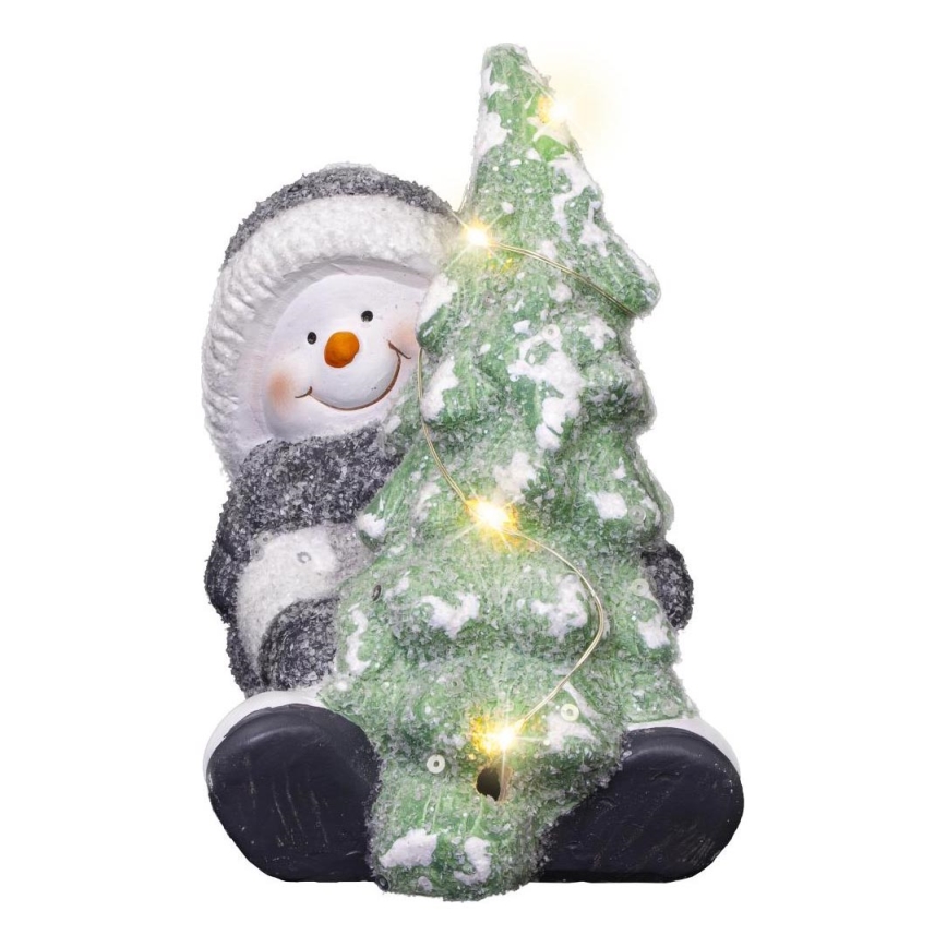 Decoração de Natal LED (boneco de neve com uma árvore) LED/2xLR44/branco quente
