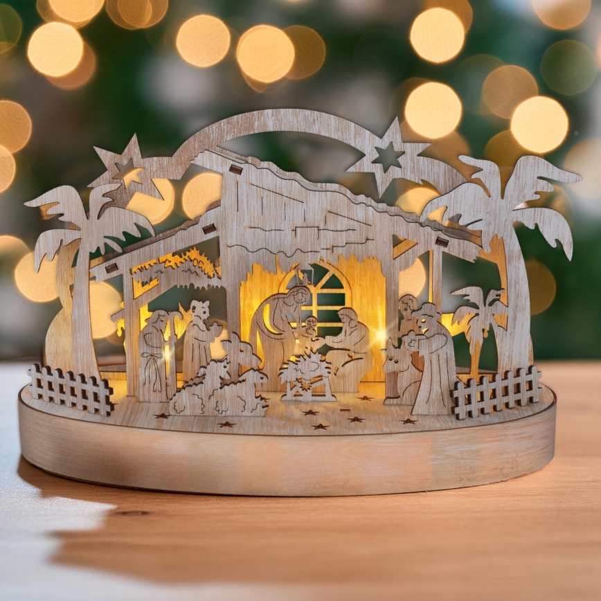Decoração de Natal LED LED/2xAA/branco quente presépio