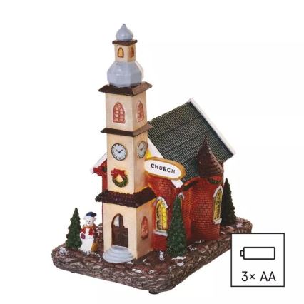 Decoração de Natal LED LED/3xAA igreja