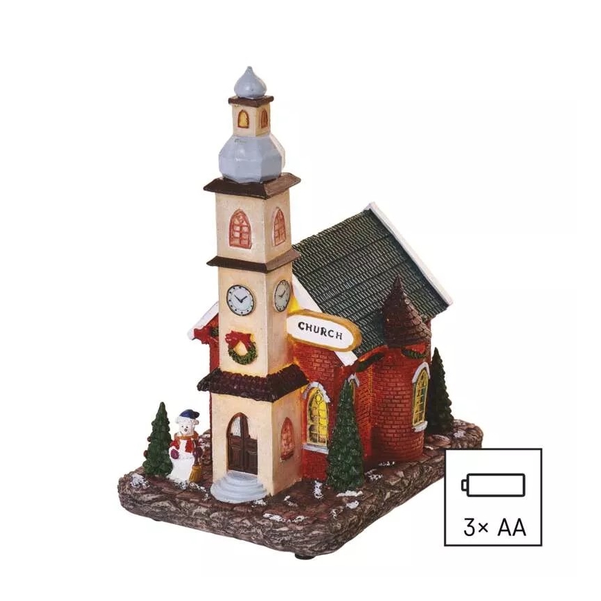 Decoração de Natal LED LED/3xAA igreja