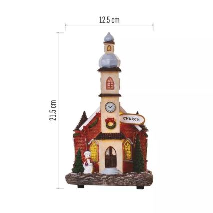 Decoração de Natal LED LED/3xAA igreja