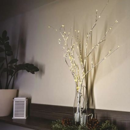 Decoração de Natal LED para exterior — 100 LEDs, 3x AA, branco quente, IP44