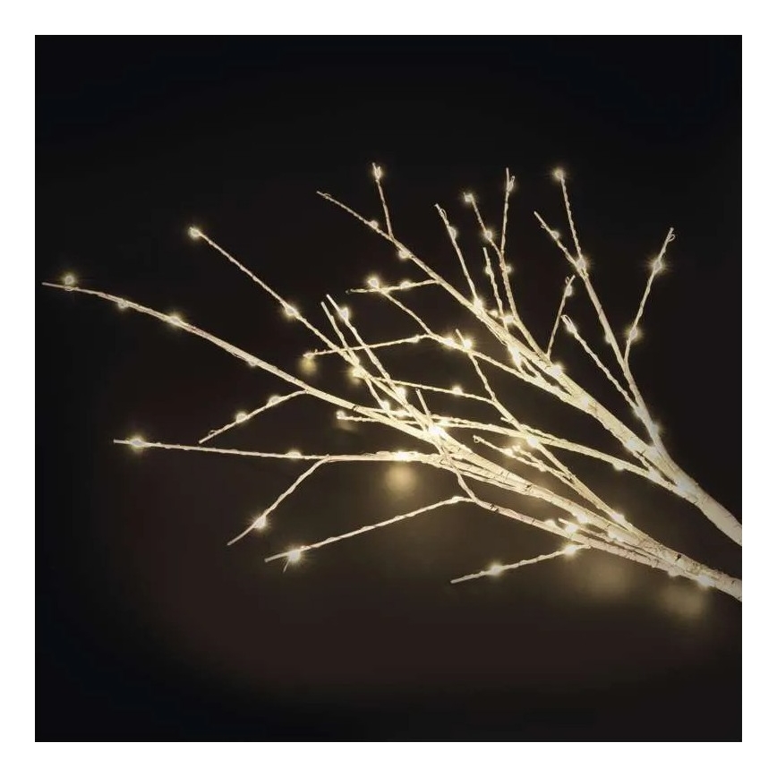 Decoração de Natal LED para exterior — 100 LEDs, 3x AA, branco quente, IP44