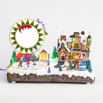 Decoração de Natal LED RGB animada com música 30xLED/1,5W/230V aldeia com neve