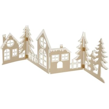 Decoração de Natal LED — 40 LEDs, 2x AA, branco quente, motivo cidade