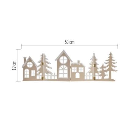 Decoração de Natal LED — 40 LEDs, 2x AA, branco quente, motivo cidade