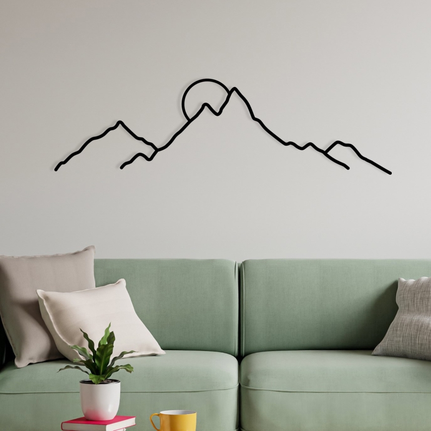 Decoração de parede 100x29 cm montanhas metal