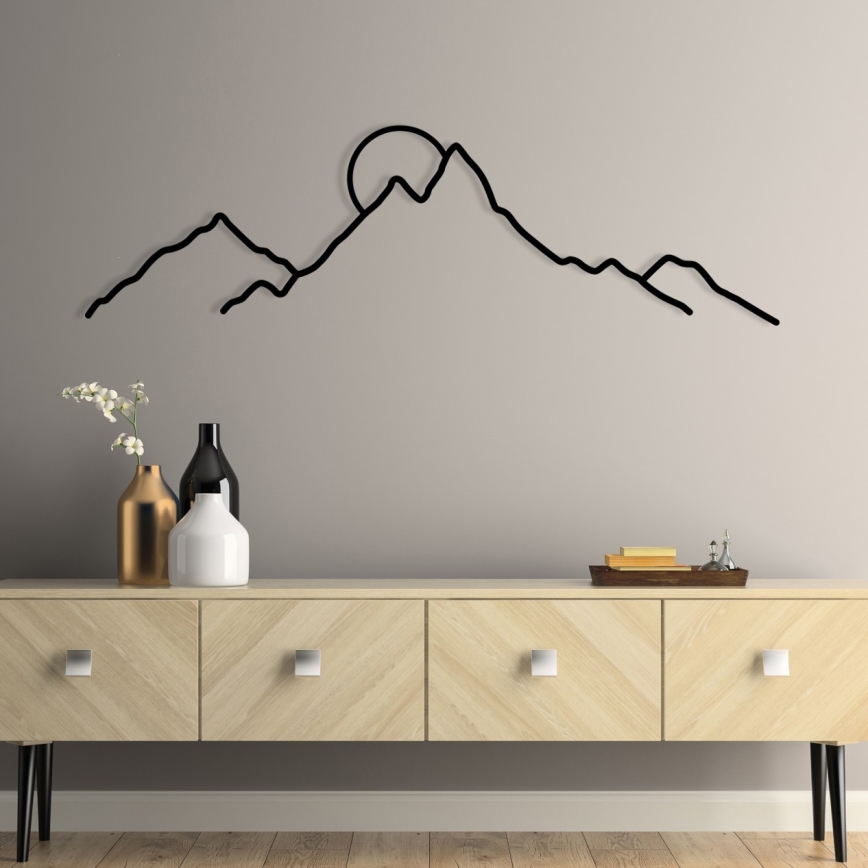 Decoração de parede 100x29 cm montanhas metal