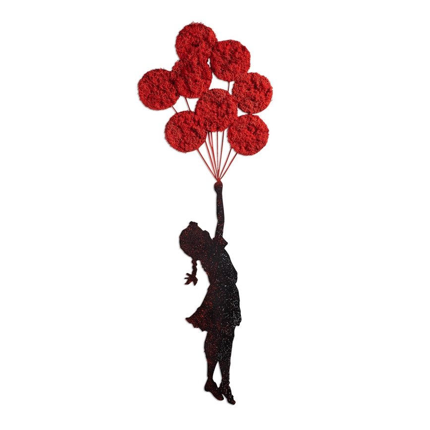 Decoração de parede 100x34 cm rapariga metal/musgo