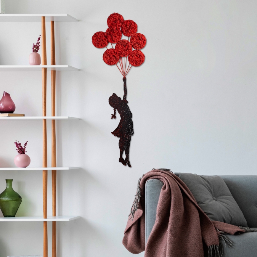 Decoração de parede 100x34 cm rapariga metal/musgo