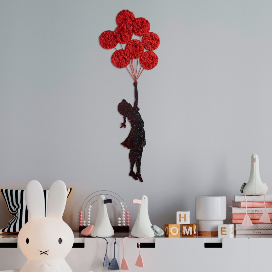 Decoração de parede 100x34 cm rapariga metal/musgo